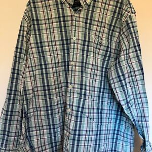 Vineyard Vines Tucker Classic Fit Blue and Green Plaid Button Down Shirt XXL 2XL